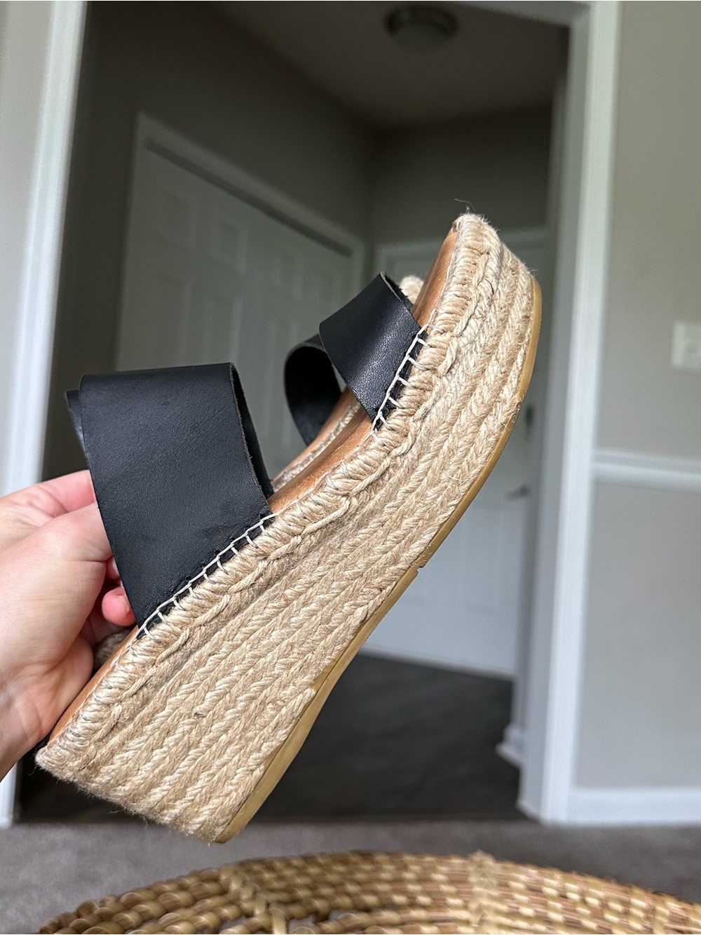 Macarena Black Platform Espadrille Slide Sandals with Double Straps Women’s 37 - Picture 11 of 11
